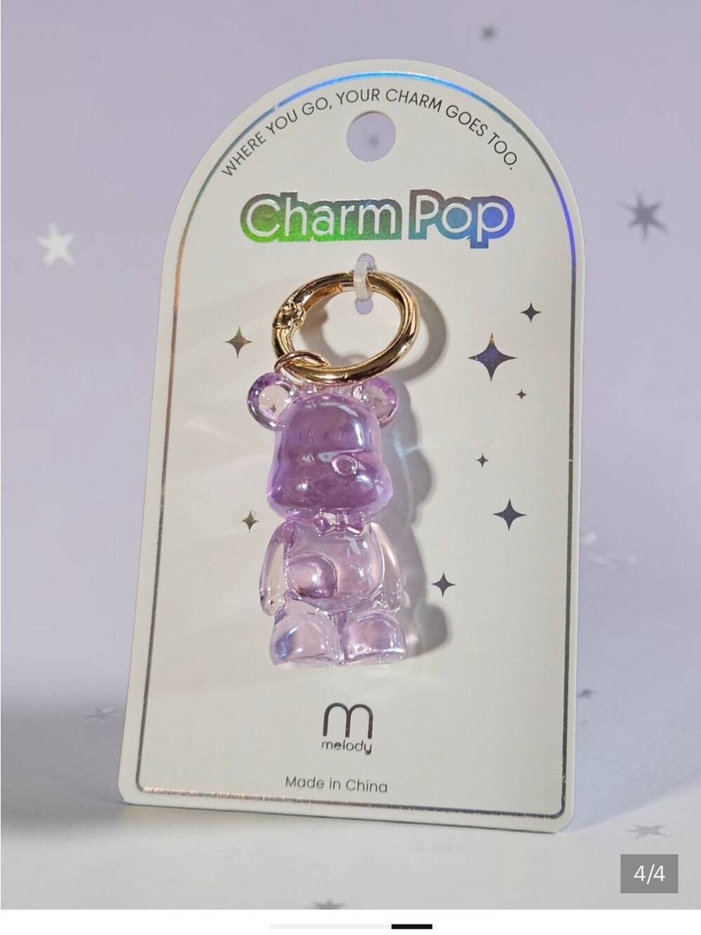 Melody Purple Bear Keychain Key Ring